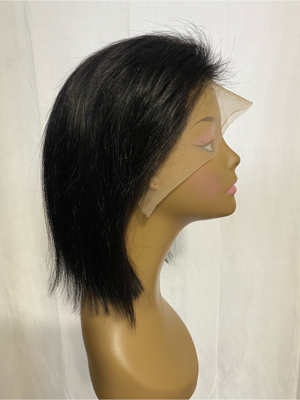 12” Glueless Lace Front Bob Wig 13x4 Pre Plucked Human Hair Black Medium Cap